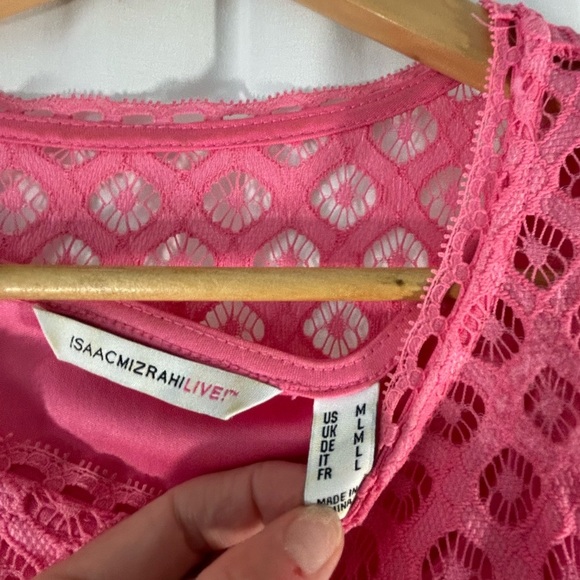 Isaac Mizrahi Beautiful Pink Lace Dress Lined Medium No Zipper - Picture 7 of 14